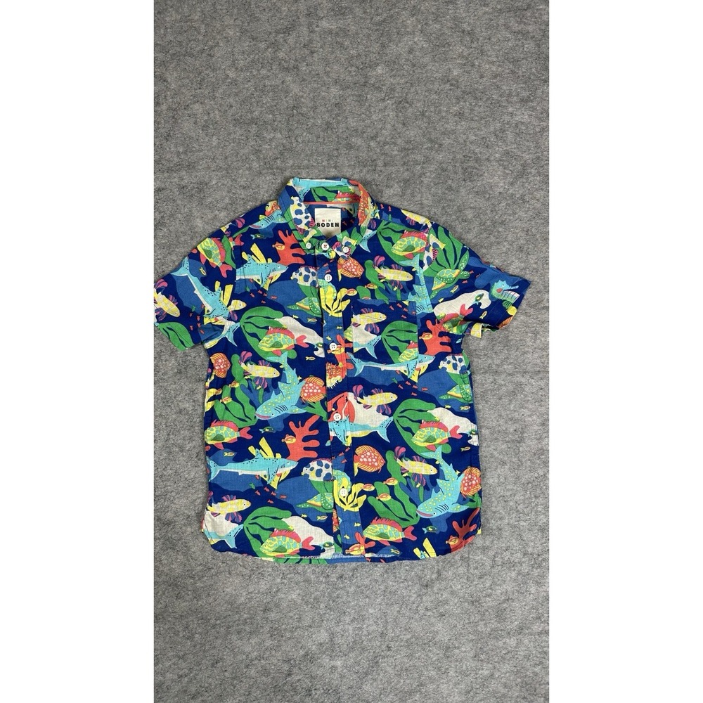 BODEN SEA CREATURES BUTTON UP SHIRT & PANTS SET BOYS SZ 8-9y